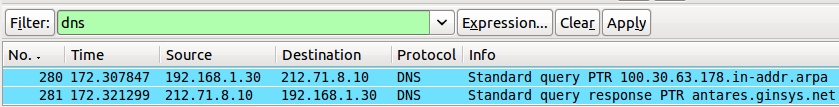 Reverse lookup in Wireshark.