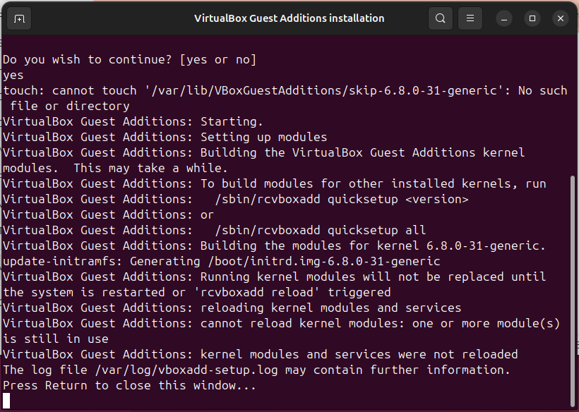 Virtualbox Run Guest Additions