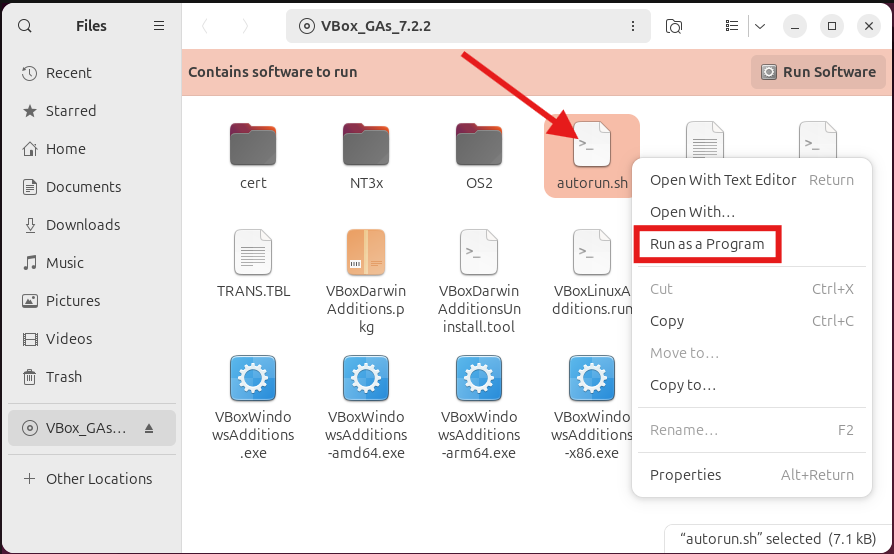 Virtualbox Run Guest Additions