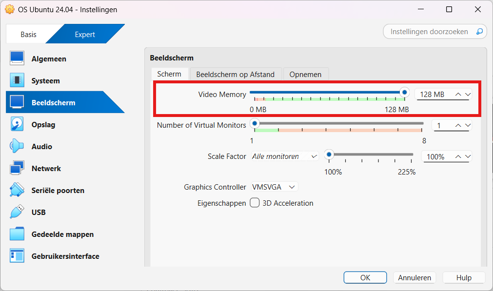 Settings display memory