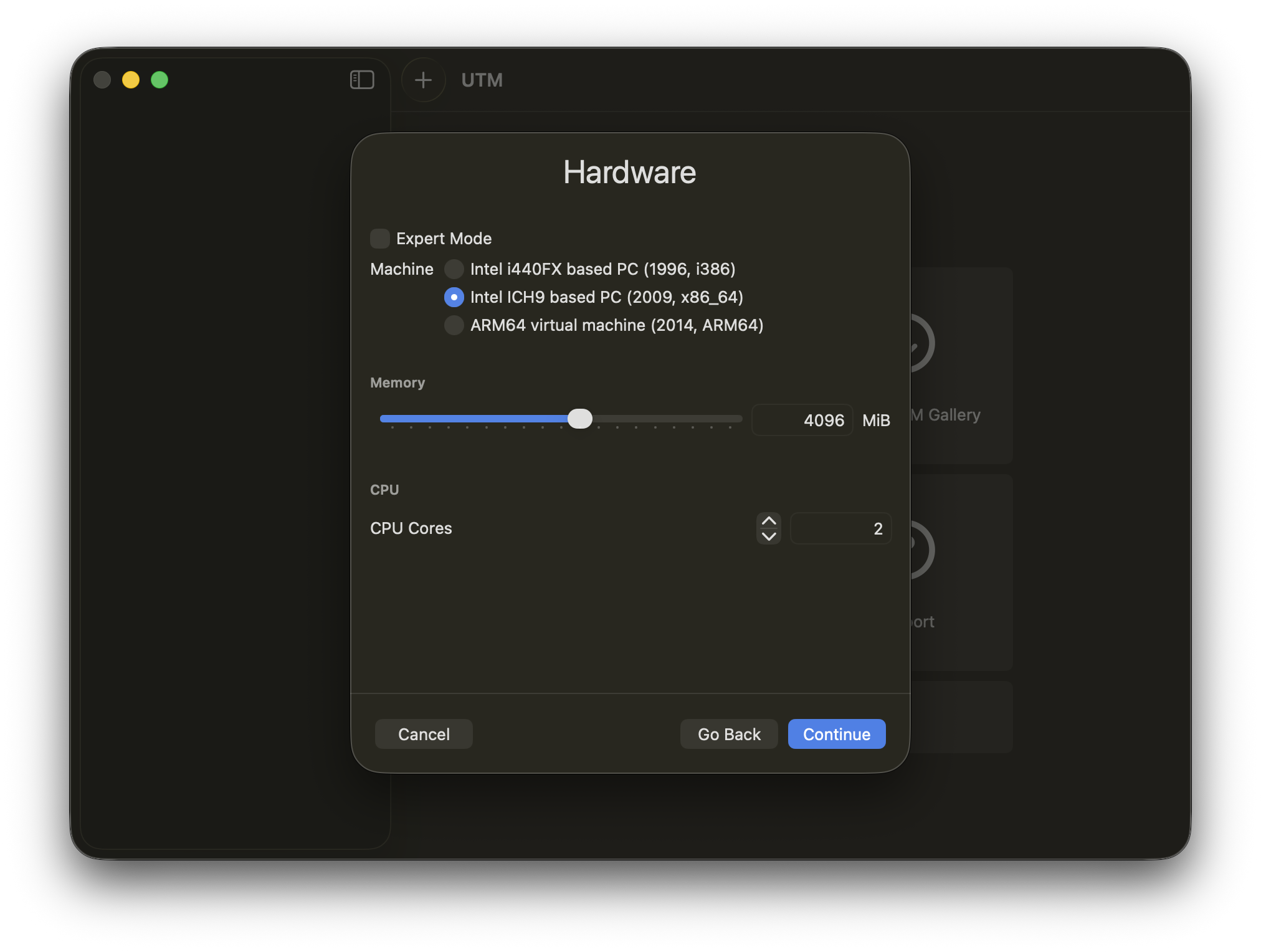 UTM hardware settings