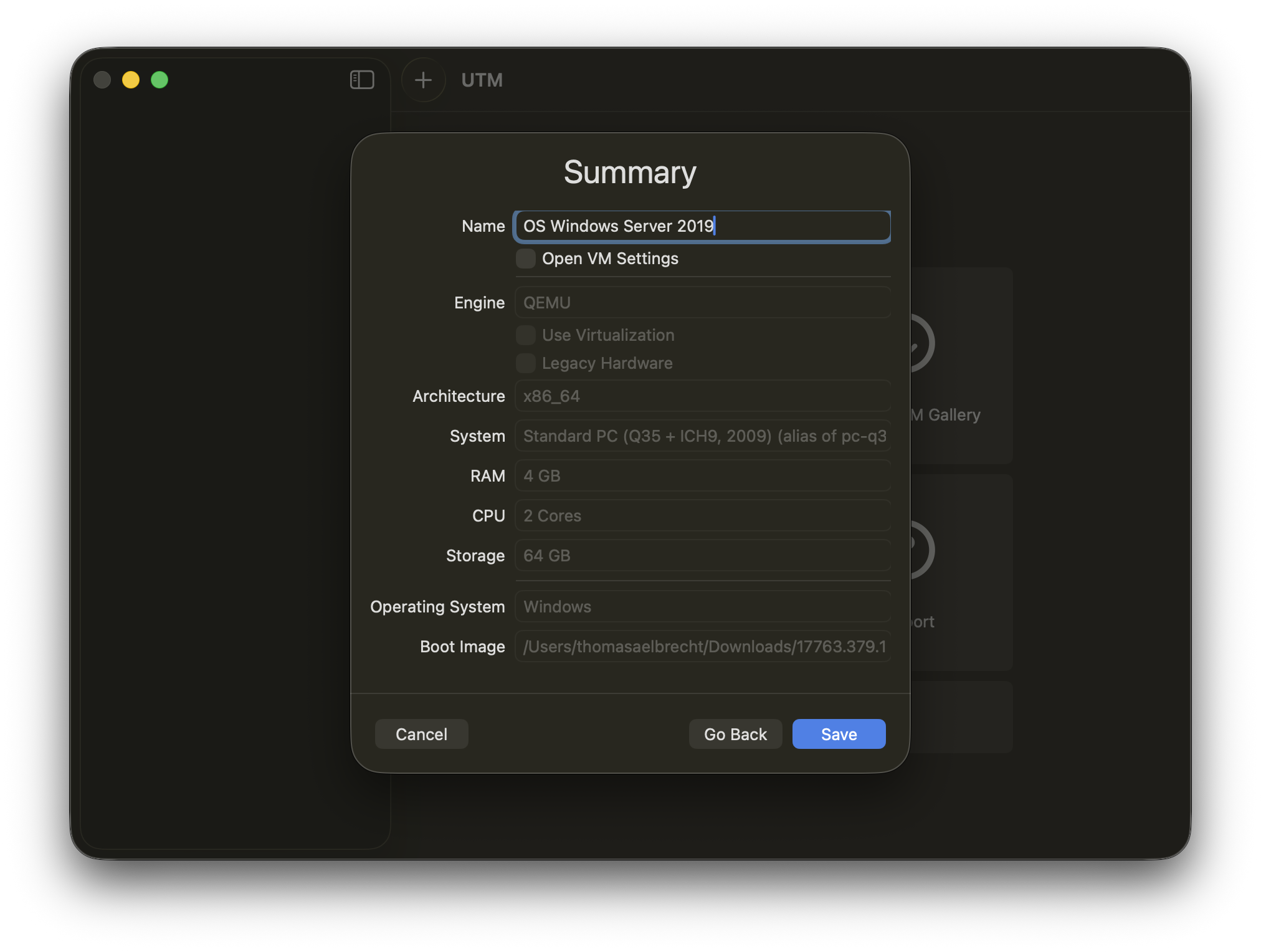 UTM creation summary