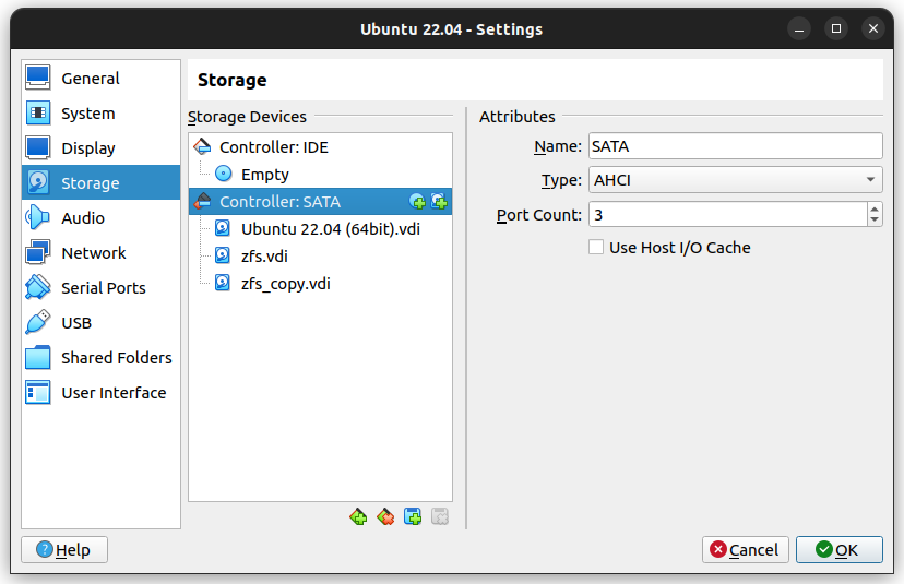 VirtualBox - Virtual Media Manager - Koppelen schijven