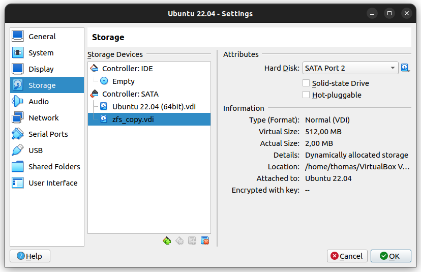 Virtuele machine - Onkoppelen schijf