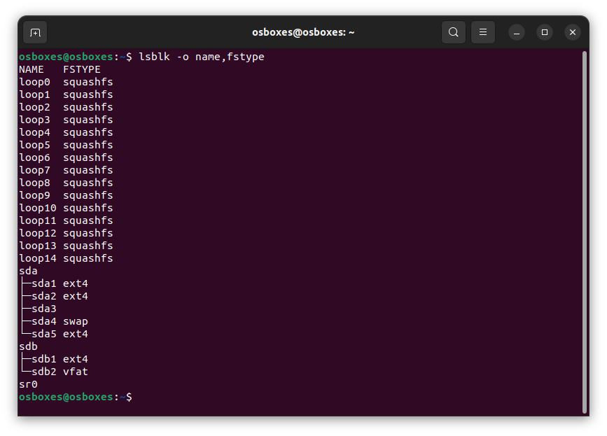 Output van lsblk na partitionering
