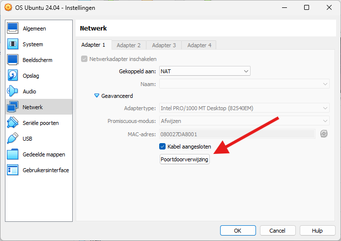 Adapter instellingen