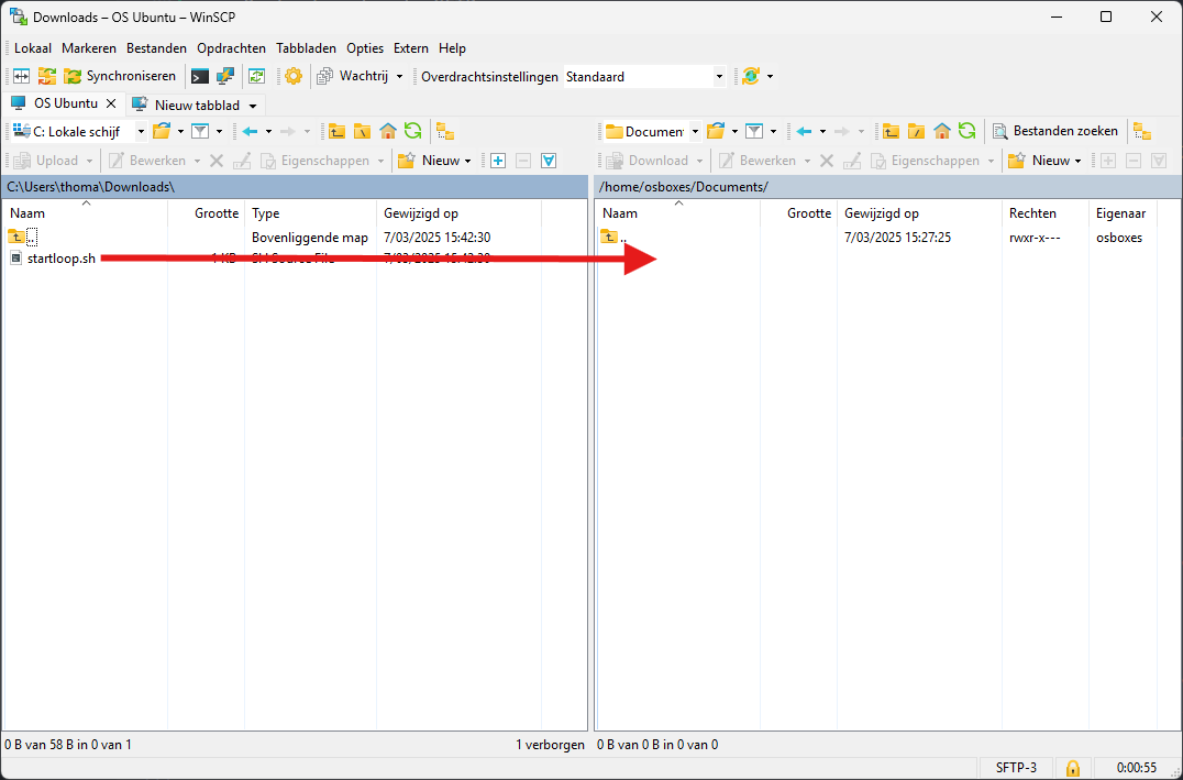 WinSCP bestand kopiëren