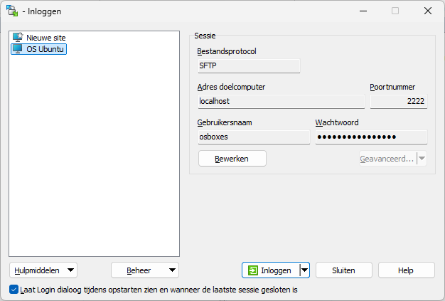 WinSCP instellingen