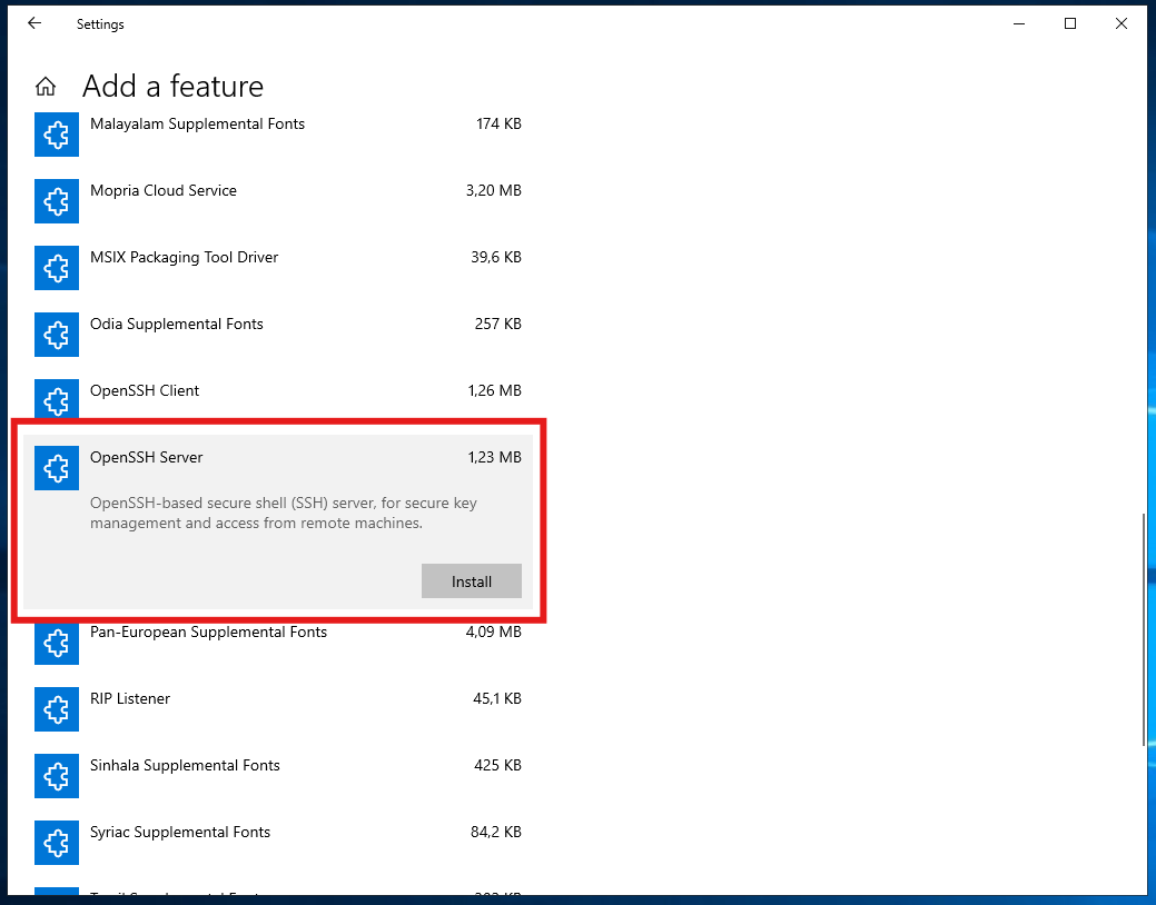 Windows Server - OpenSSH Server installeren