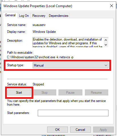 Windows Server - Windows Update service starten